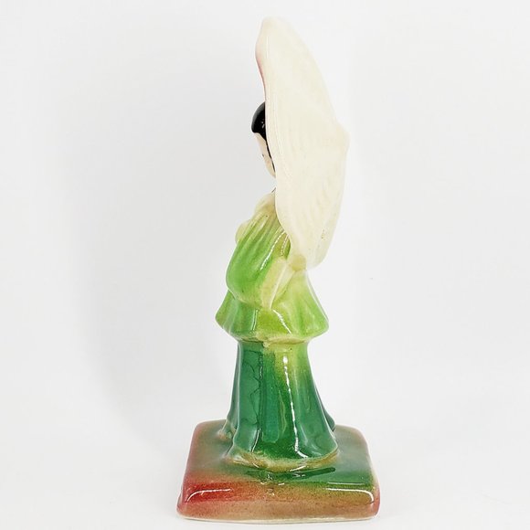 VTG Shawnee Chinese Girl w/Umbrella Planter Ceramic Pottery USA #601 MCM Asian - Picture 4 of 6